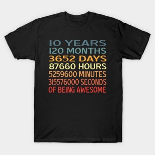 Cute Retro Being Awesome, Birthday Girl, 10 Years Old Birthday, Gift for Boy,  Birthday Party, Perfect 10 - Double Digits, 10 Year Old Birthday T-Shirt